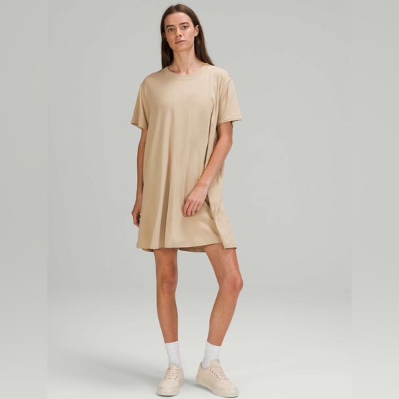lululemon athletica Dresses & Skirts - Lululemon All Yours Tee Dress - Size 4, Trench (Beige) Color, Pima Cotton Blend
